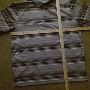 Grand Slam Airflow Golf Polo‎ Shirt Mens Large Gray Stripe Short Sleeve